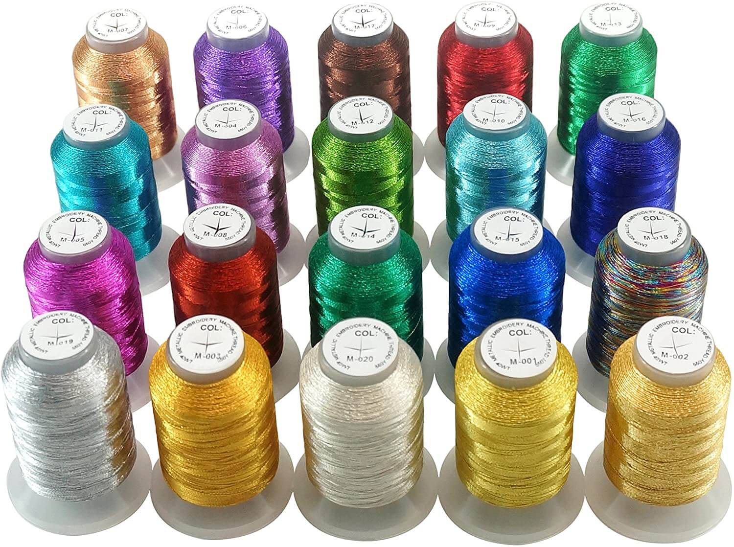 New brothread 20 Assorted Colours Metallic Machine Embroidery Thread