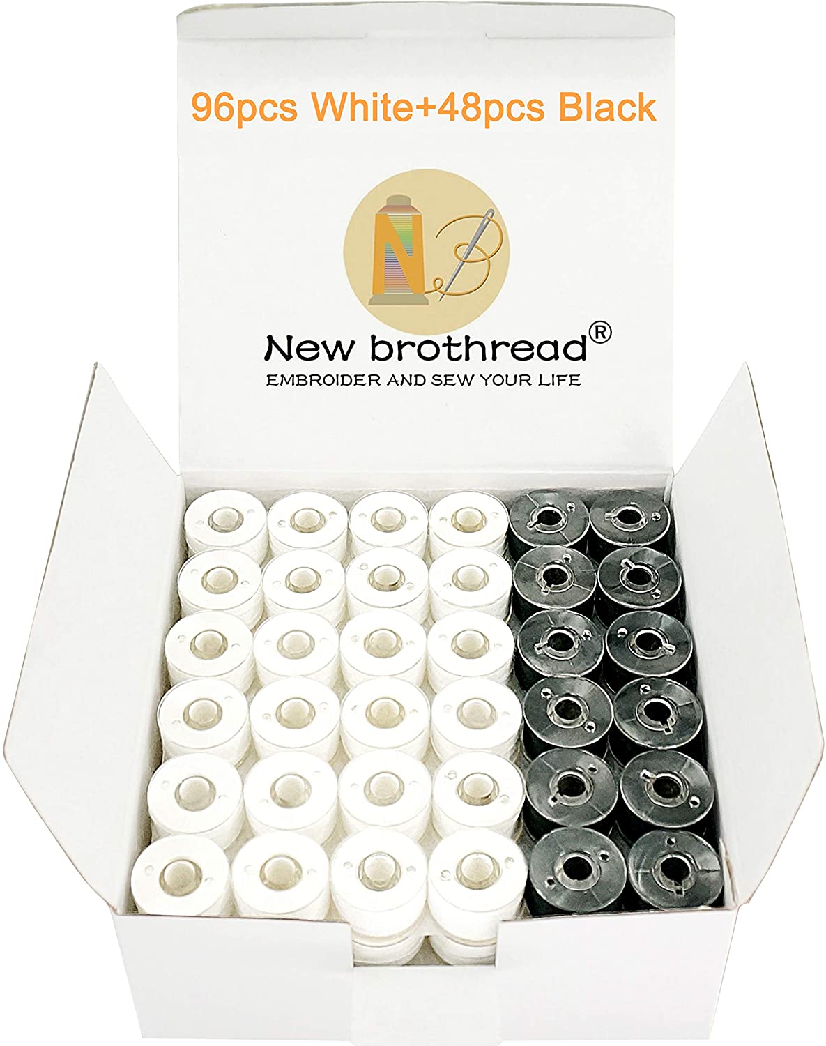 New brothread Prewound Bobbin Thread Plastic Size A SA156 for Embroidery and Sewing Machines