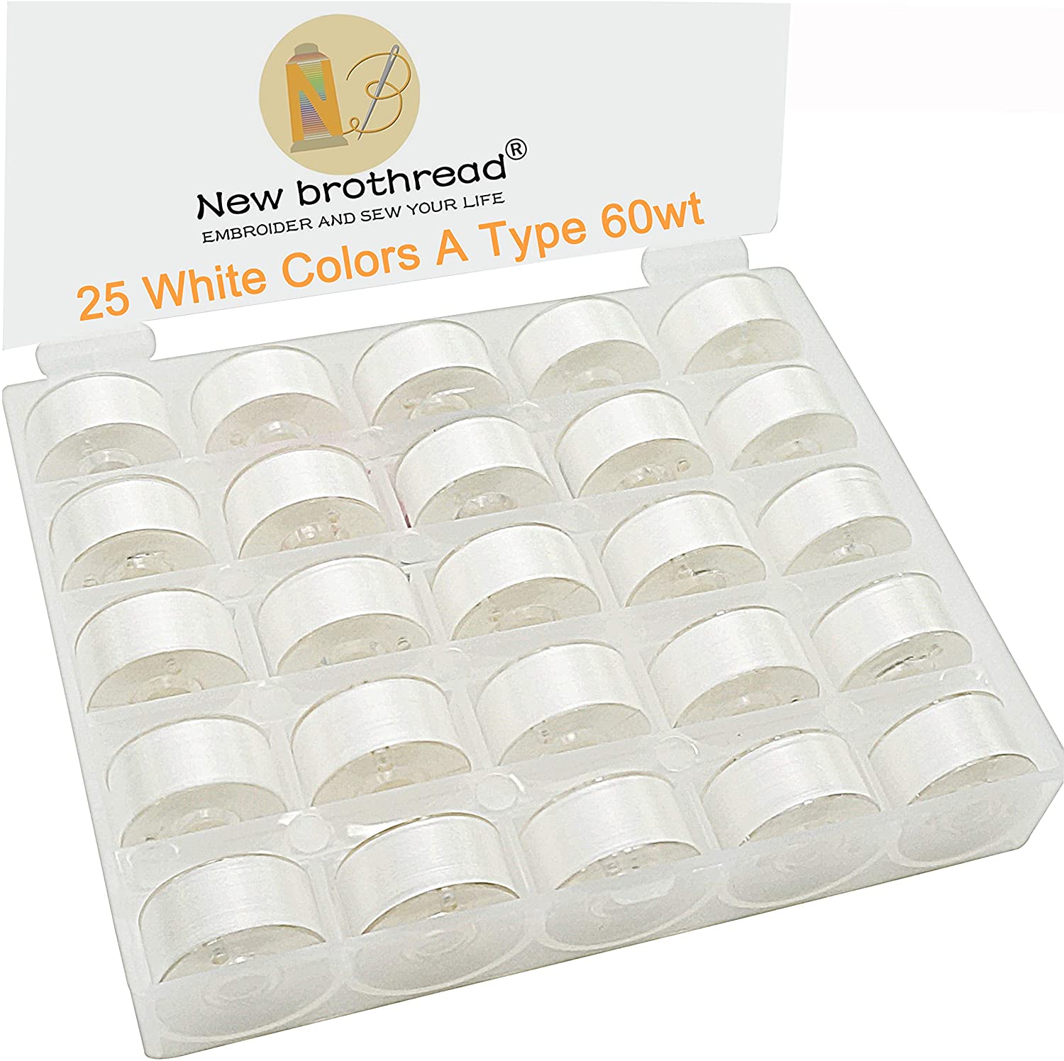 New brothread Prewound Bobbin Thread Plastic Size A SA156 for Embroidery and Sewing Machines