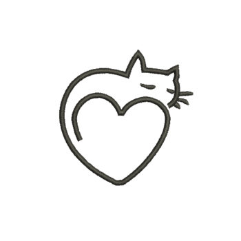 Cat Heart Machine Embroidery Design