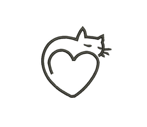 Cat Heart Machine Embroidery Design