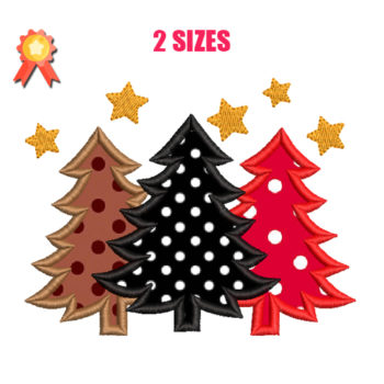 Applique Christmas Trees Machine Embroidery Design