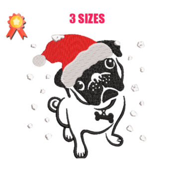 Christmas Pug Machine Embroidery Design