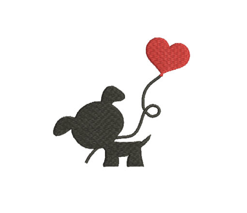 Dog With Heart Machine Embroidery Design
