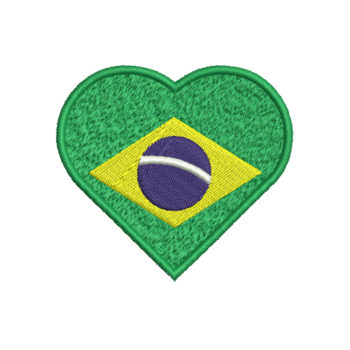 Heart Brazil Flag Machine Embroidery Design