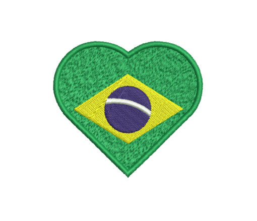 Heart Brazil Flag Machine Embroidery Design