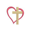 Mini Christian Cross Heart Machine Embroidery Design