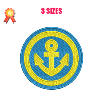 Gold Anchor Badge Machine Embroidery Design