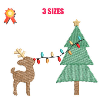 Reindeer Decorating Machine Embroidery Design