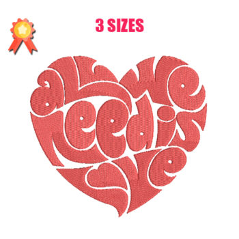 3 sizes Instant Download Girl with a Heart Embroidery Design Valentine's Day Embroidery File