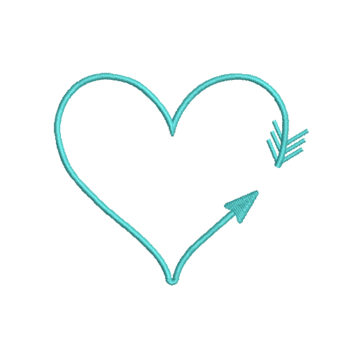 Heart Arrow Machine Embroidery Design