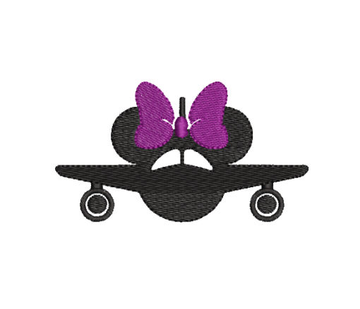 Airplane Minnie Mouse Machine Embroidery Design