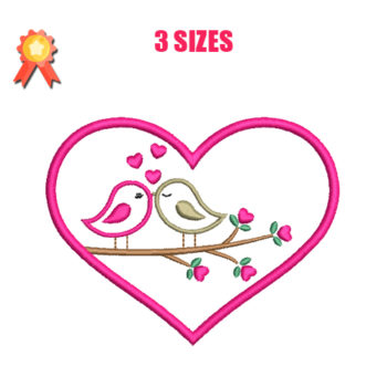 Birds In Love Machine Embroidery Design