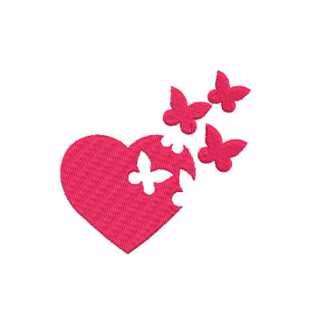 Heart With Butterfly Machine Embroidery Design