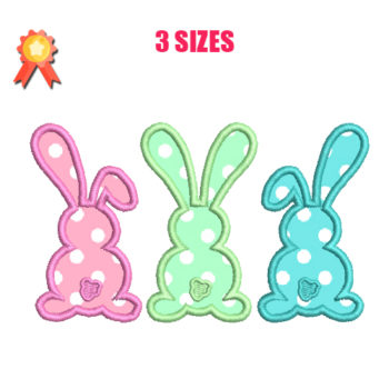 Three Bunnies Machine Embroidery Design