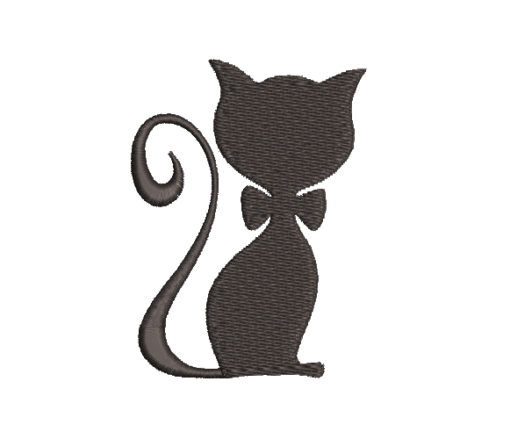 Cat With Bow Machine Embroidery Design