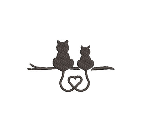 Cat Heart Love Machine Embroidery Design