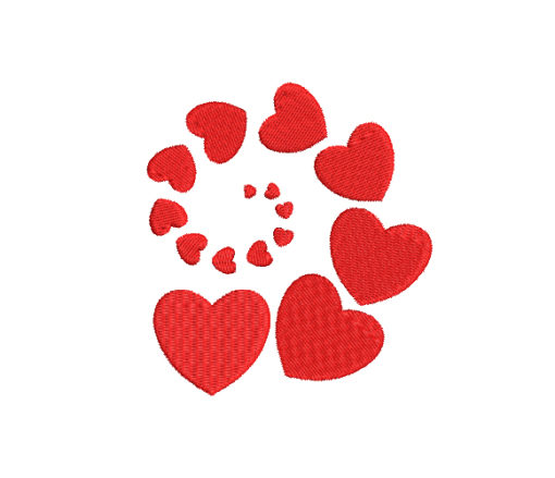 Spiral Of Mini Hearts Machine Embroidery Design