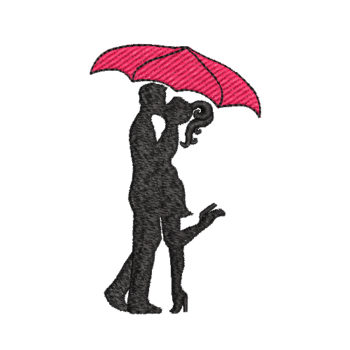 Umbrella Kiss Machine Embroidery Design