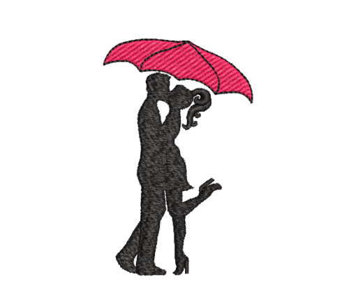 Umbrella Kiss Machine Embroidery Design