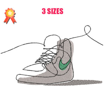 One Line Sneakers Machine Embroidery Design