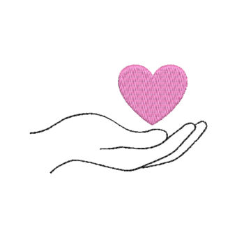 Mini Hand with Heart Machine Embroidery Design