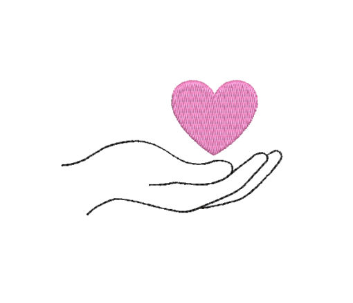 Mini Hand with Heart Machine Embroidery Design