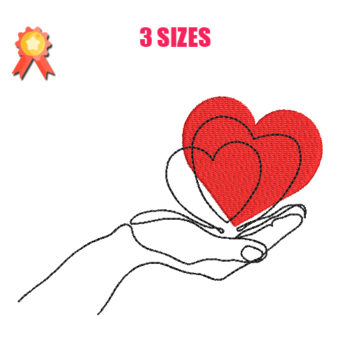 Hand With Heart Machine Embroidery Design