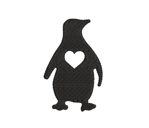 Penguin With Heart Machine Embroidery Design