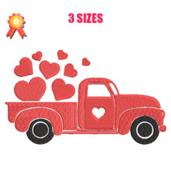 Truck With Heart Machine Embroidery Design