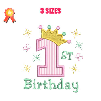 1st Birthday Applique Machine Embroidery Design