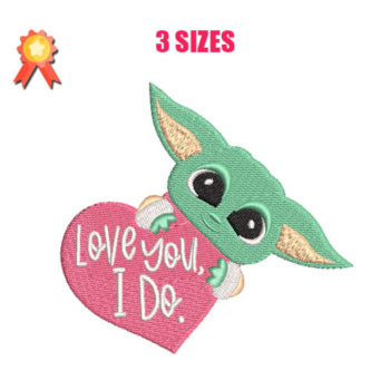 I Love You - Yoda Machine Embroidery Design