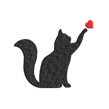 Cat With Heart Machine Embroidery Design