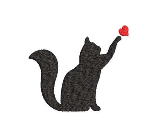 Cat With Heart Machine Embroidery Design
