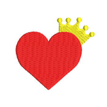 Heart With Crown Machine Embroidery Design