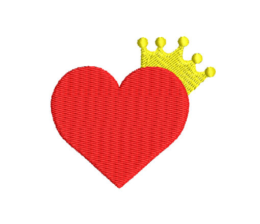 Heart With Crown Machine Embroidery Design