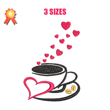 Coffee Love Machine Embroidery Design