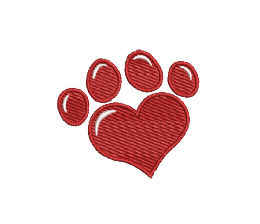 Heart Paw Machine Embroidery Design