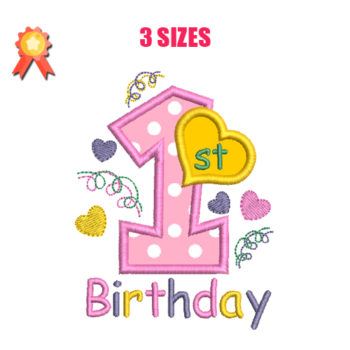 1 Birthday Machine Embroidery Design