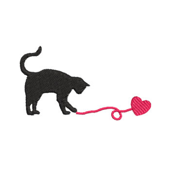 Cat Heart Machine Embroidery Design