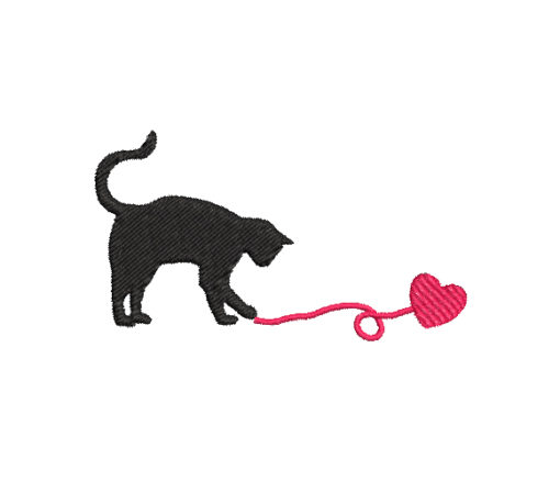 Cat Heart Machine Embroidery Design