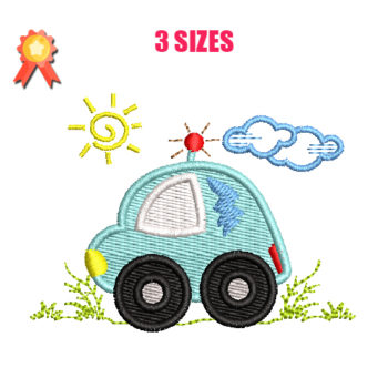 Cute Car Machine Embroidery Design