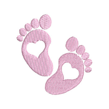 Feet Heart Machine Embroidery Design