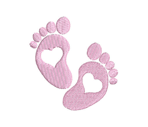 Feet Heart Machine Embroidery Design