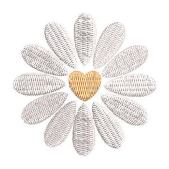 Heart Daisy Machine Embroidery Design