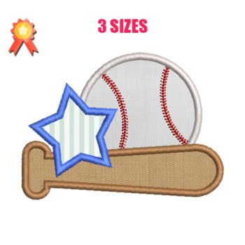 Baseball Bat Star Machine Embroidery Design