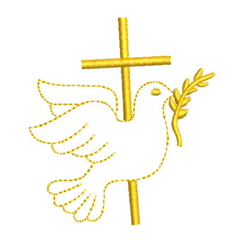 Dove With Cross Machine Embroidery Design