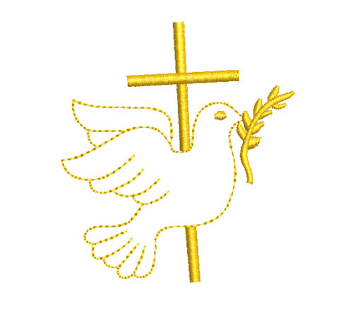 Dove With Cross Machine Embroidery Design