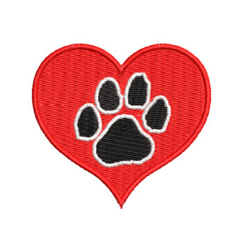 Heart With Paw Print Machine Embroidery Design