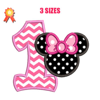 Minnie One Year 3 Machine Embroidery Design